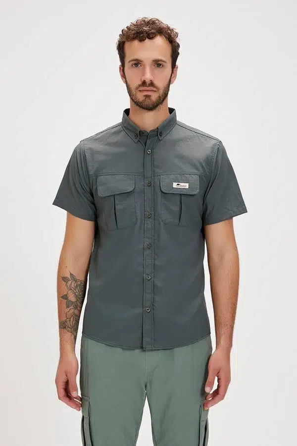 Bad Bear Fernardo 24.01.30.004KG Koyu Gri Baskılı Kısa Kollu Erkek Gömlek