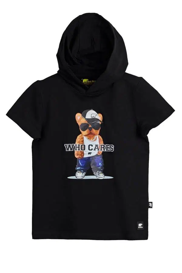 Bad Bear Mood 24.06.12.001S Siyah Çocuk Baskılı Hoodie Sweatshirt