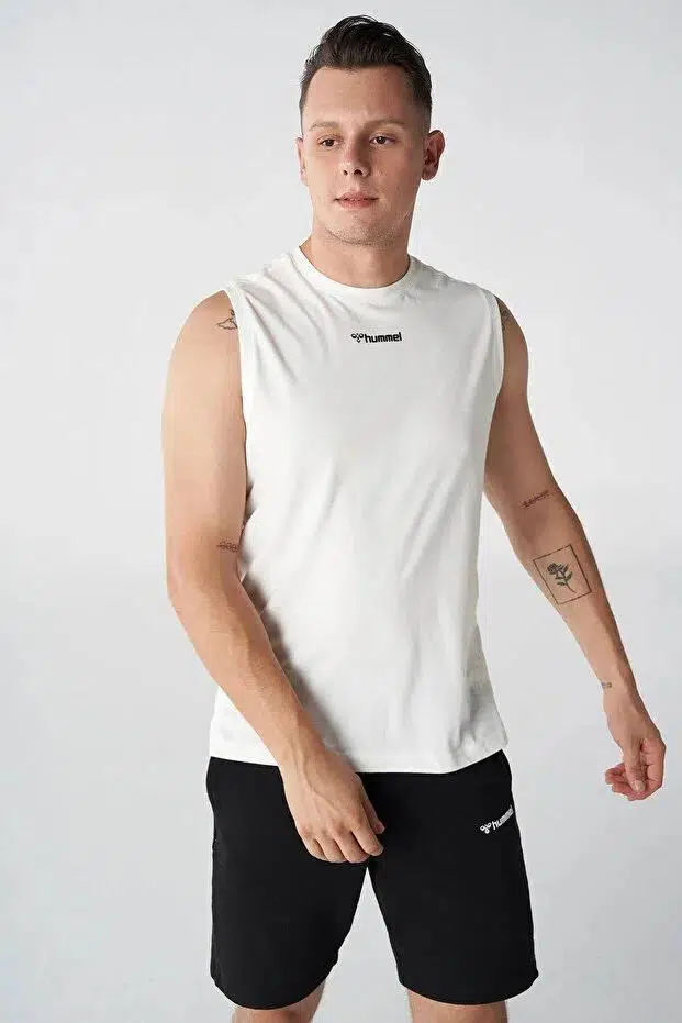 hummel Drake tank Top 911796-9003 Krem Erkek T-shirt