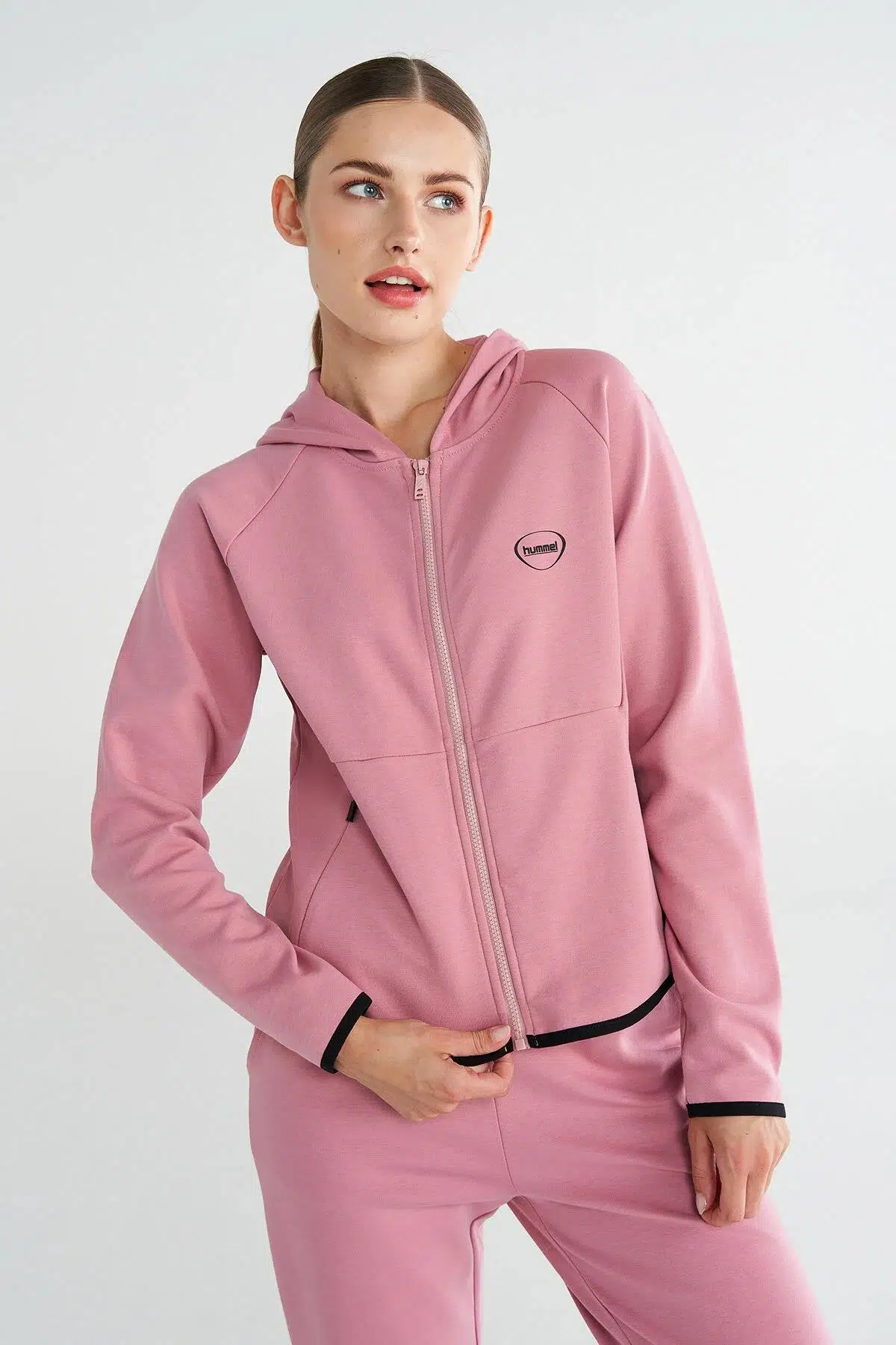 hummel Tech Zip Hoodie 922436-3325 Pembe Kadın Fermaurlı Hoodie