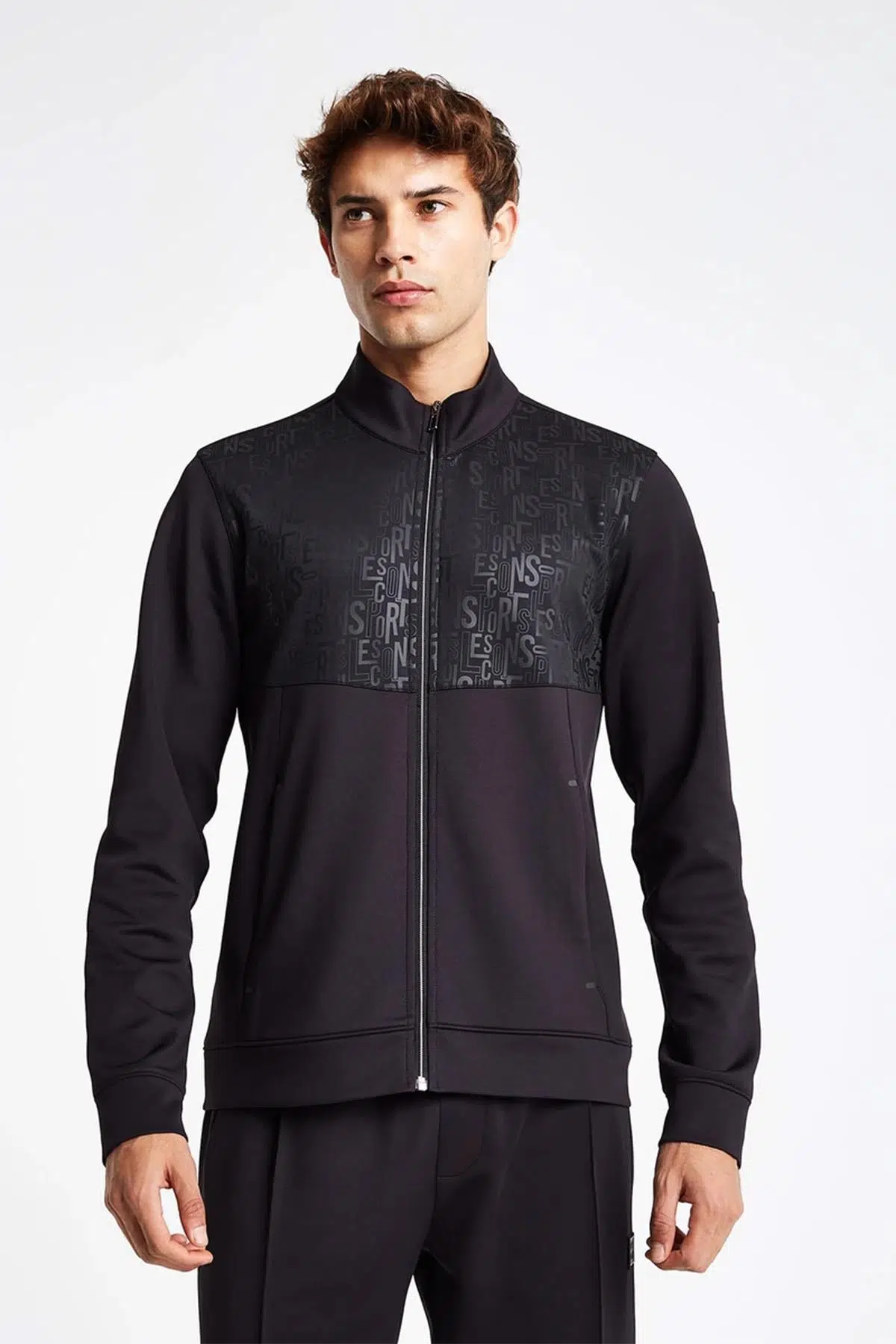 Lescon 24NTEL001135-633 Siyah Erkek Fermuarlı Sweatshirt